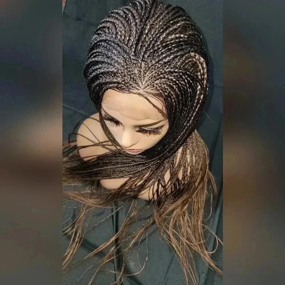Braided wigs 100% handmade, long wig , ombre wig, box braids with cornro… - Picture 11 of 16